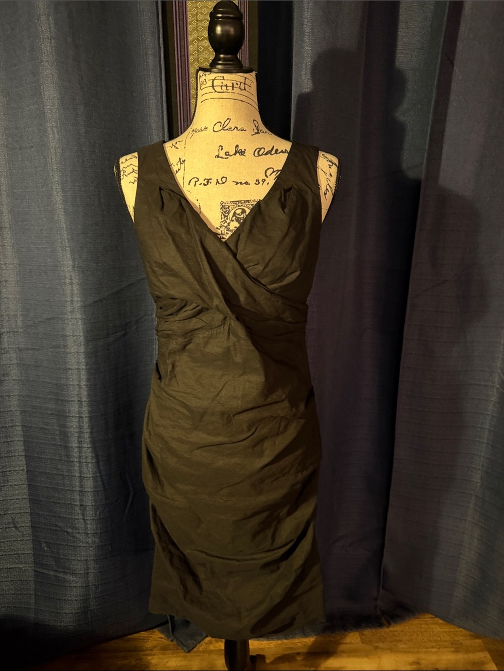 Elegant Eileen Fisher Ruched Women's Black V-Neck Wrap Dress